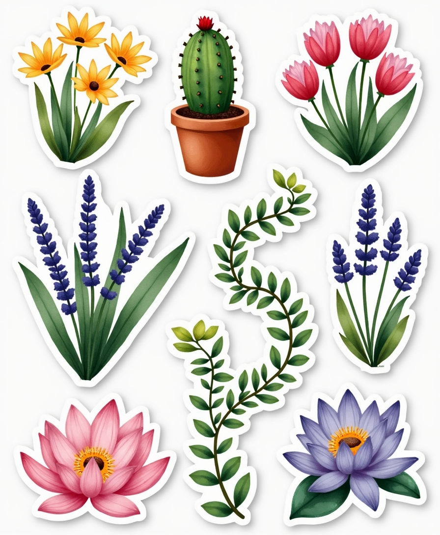 Flowers & Plants - Sticker Sheet v16